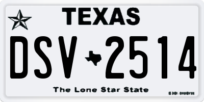 TX license plate DSV2514