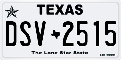 TX license plate DSV2515