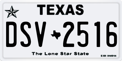TX license plate DSV2516