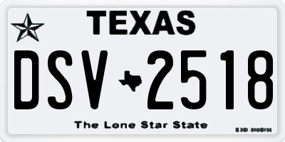 TX license plate DSV2518