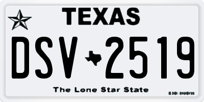 TX license plate DSV2519