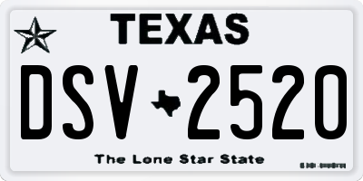 TX license plate DSV2520
