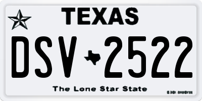 TX license plate DSV2522