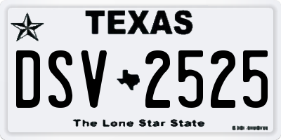 TX license plate DSV2525