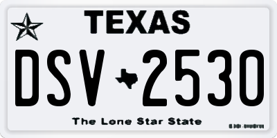 TX license plate DSV2530