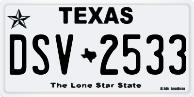 TX license plate DSV2533