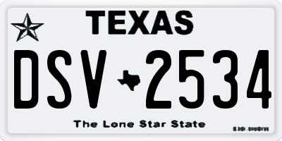 TX license plate DSV2534