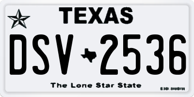 TX license plate DSV2536