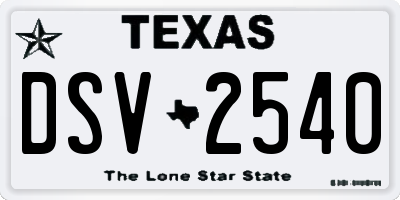 TX license plate DSV2540