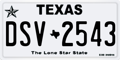 TX license plate DSV2543
