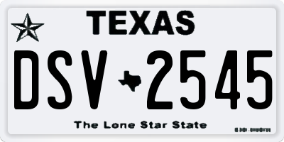 TX license plate DSV2545