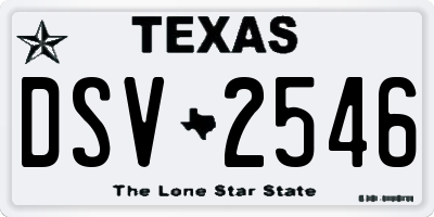 TX license plate DSV2546