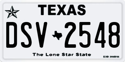 TX license plate DSV2548