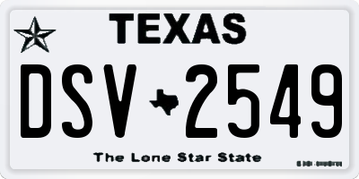 TX license plate DSV2549