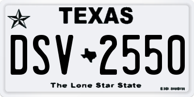 TX license plate DSV2550