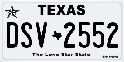 TX license plate DSV2552