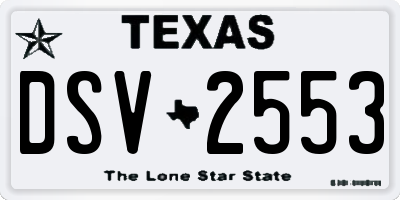 TX license plate DSV2553