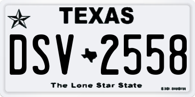 TX license plate DSV2558