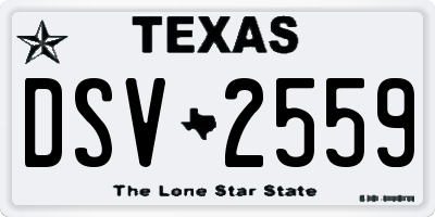 TX license plate DSV2559
