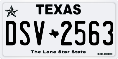 TX license plate DSV2563