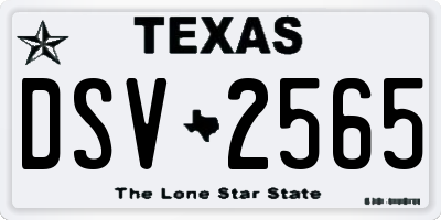 TX license plate DSV2565