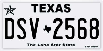 TX license plate DSV2568