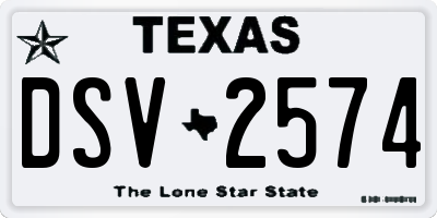 TX license plate DSV2574