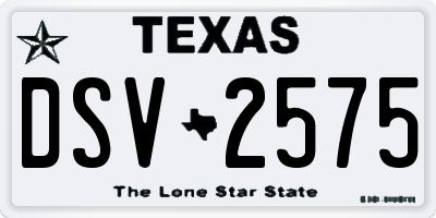 TX license plate DSV2575
