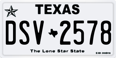 TX license plate DSV2578