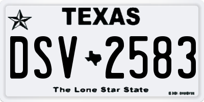 TX license plate DSV2583