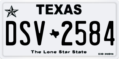 TX license plate DSV2584