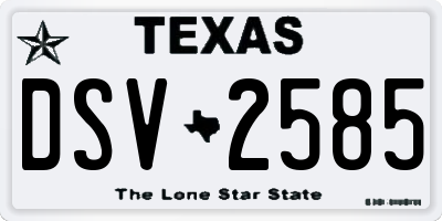 TX license plate DSV2585