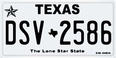 TX license plate DSV2586