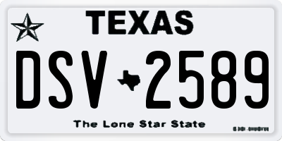 TX license plate DSV2589