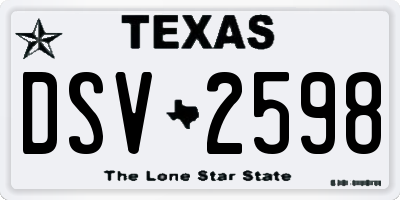 TX license plate DSV2598