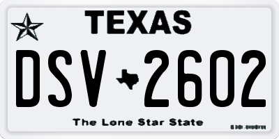 TX license plate DSV2602
