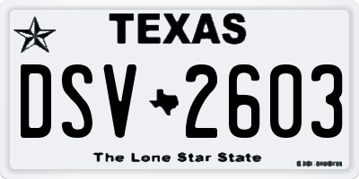 TX license plate DSV2603