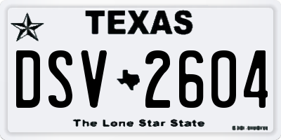 TX license plate DSV2604