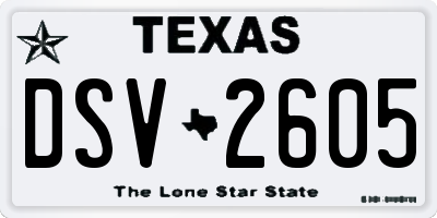 TX license plate DSV2605