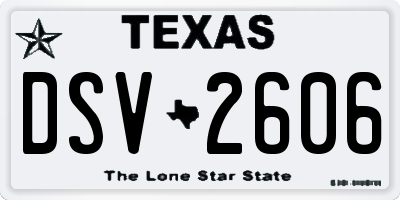 TX license plate DSV2606