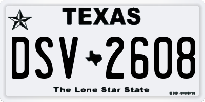 TX license plate DSV2608