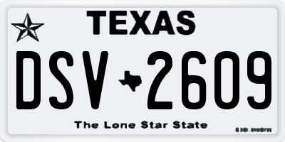 TX license plate DSV2609