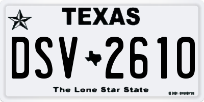 TX license plate DSV2610
