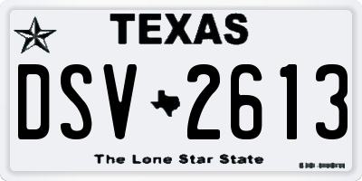 TX license plate DSV2613