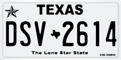 TX license plate DSV2614