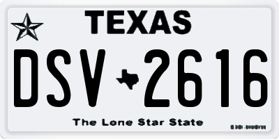 TX license plate DSV2616