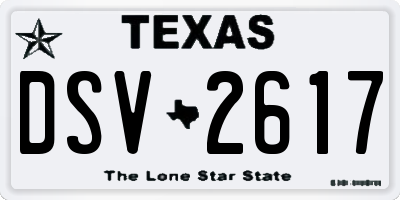 TX license plate DSV2617