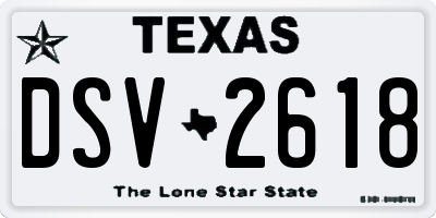 TX license plate DSV2618
