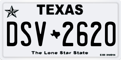 TX license plate DSV2620