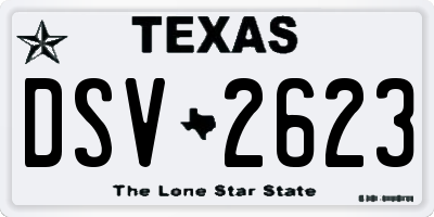 TX license plate DSV2623